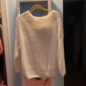 White Off The Shoulder Sweater